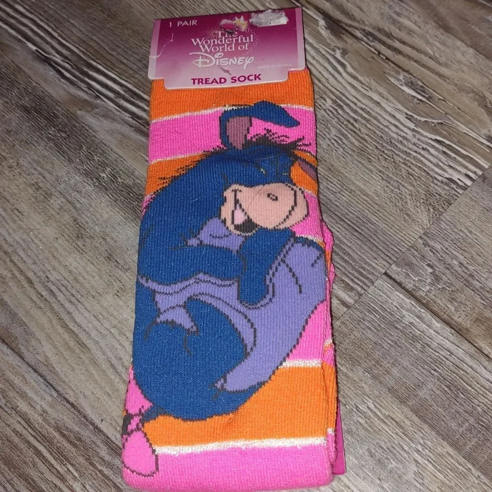 Disney tread socks tall thick socks Sz Adult 4-10 all new Eeyore Pooh Piglet